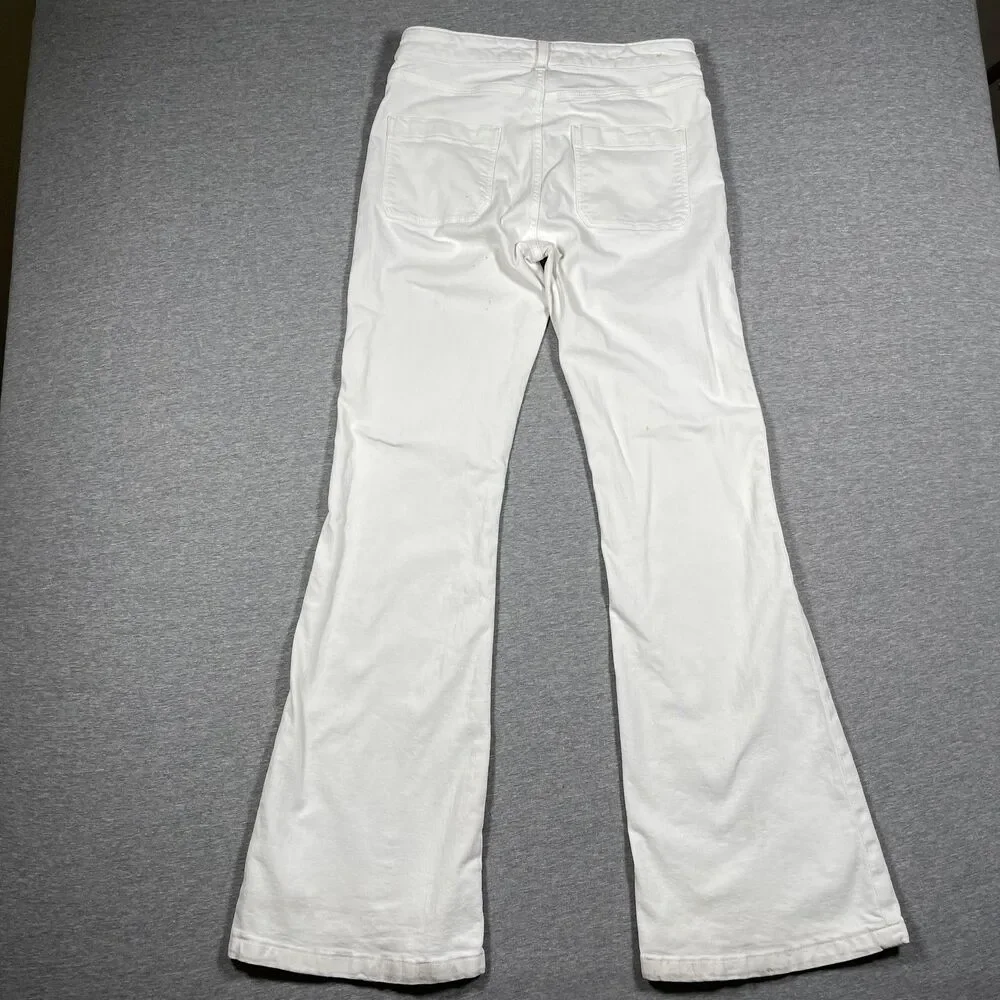 Pilcro And The Letterpress Jeans Womens 28 White Flared High Rise Stretch Denim